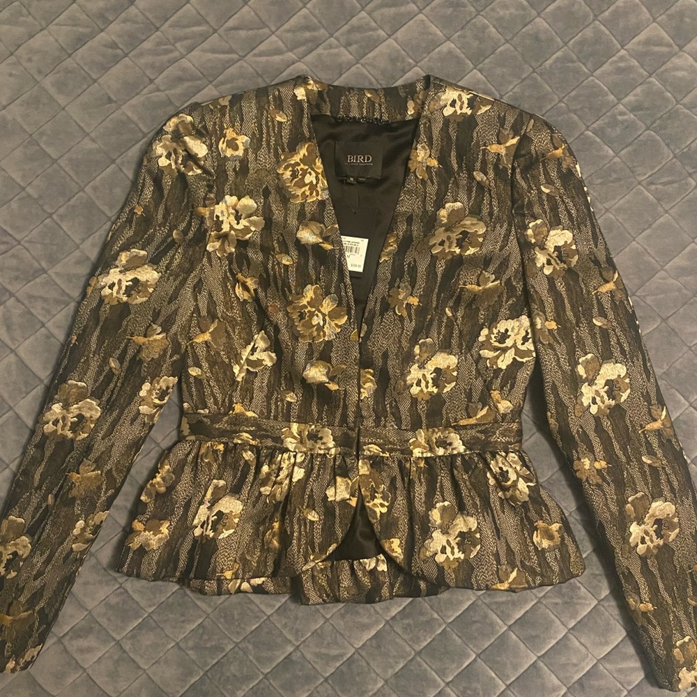 Bird by Juicy Couture Black and Gold Floral Blazer